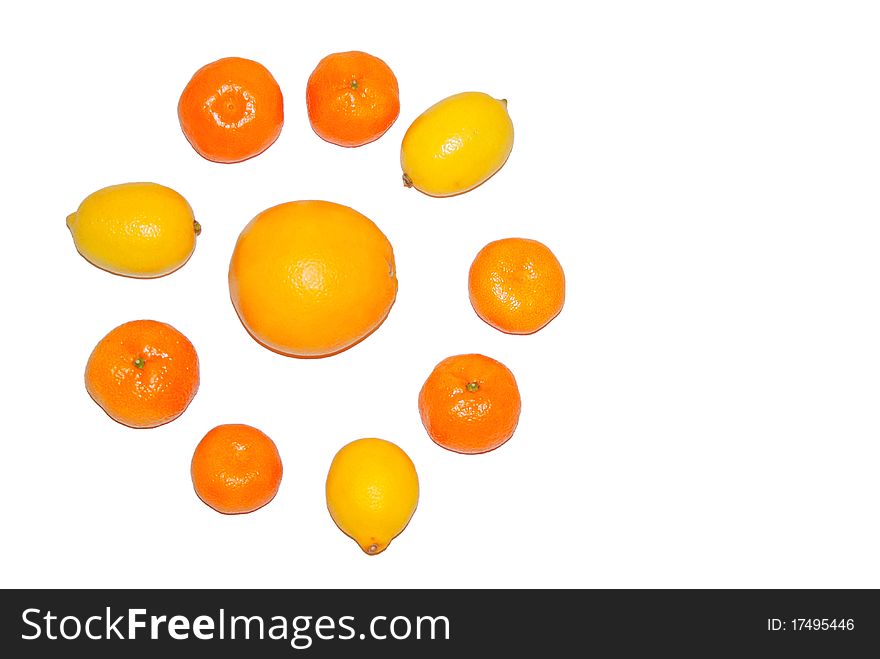 Lemons, oranges, mandarines isolated on white background. Lemons, oranges, mandarines isolated on white background