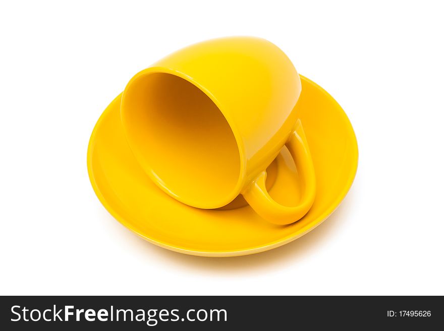 Coffee cup and saucer on a white background