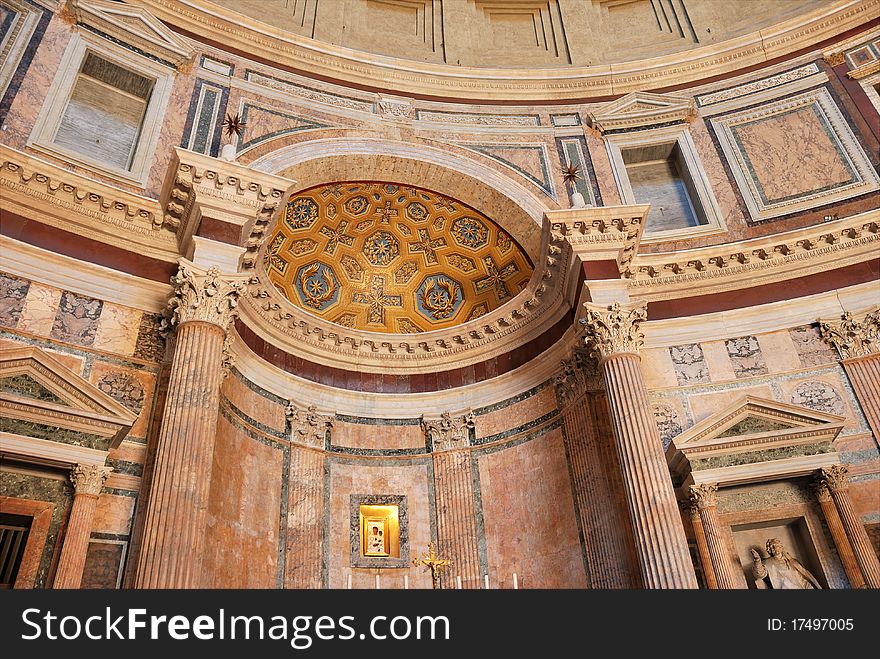 Interior fragment of the Pantheon in Rome, Italy. Interior fragment of the Pantheon in Rome, Italy.