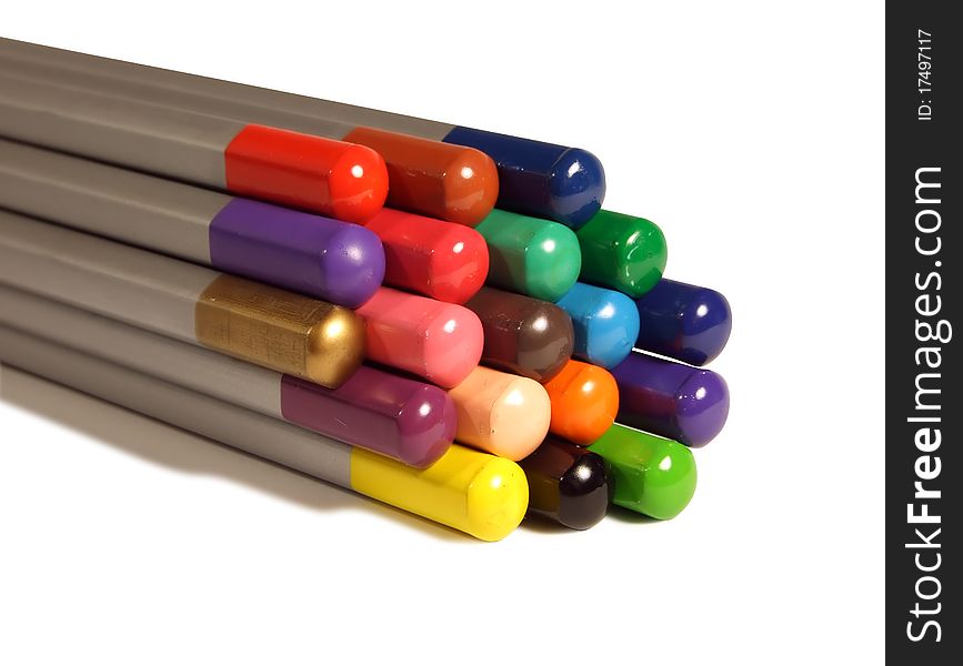 Set of colored pencils, isolated on white