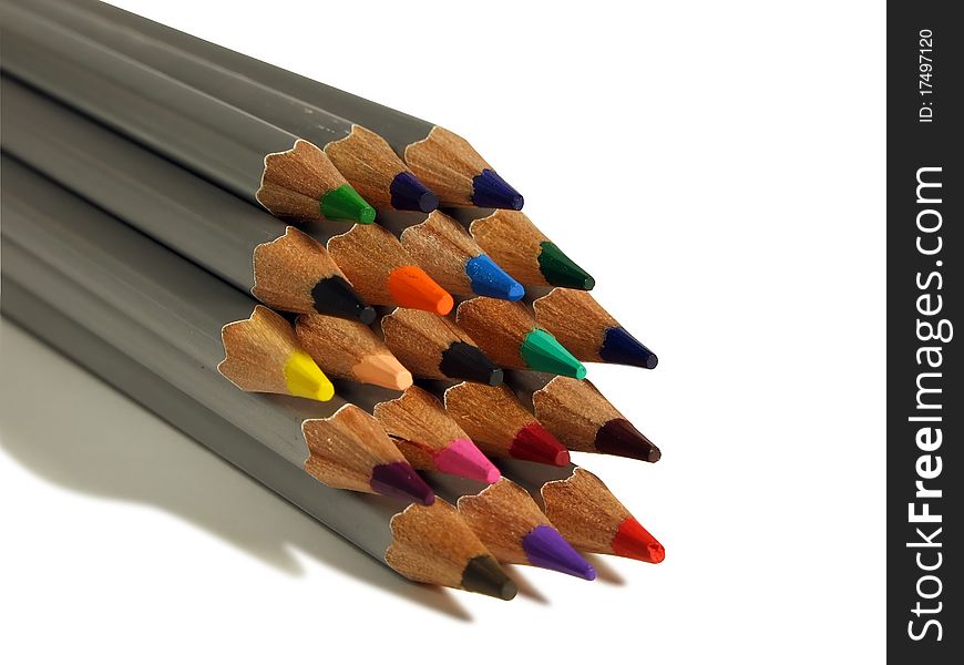 Set of colored pencils, isolated on white