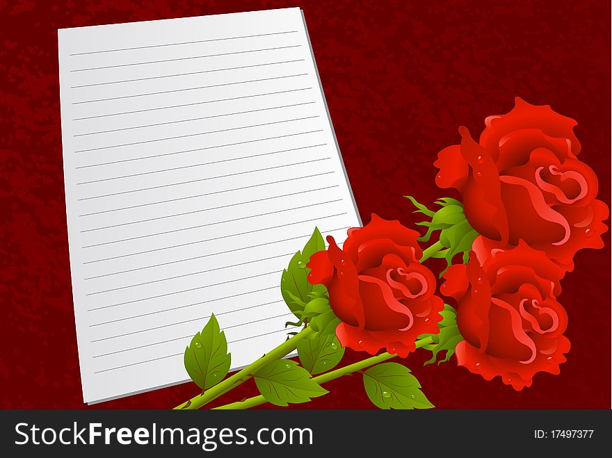 Background by the Valentine's day with red roses