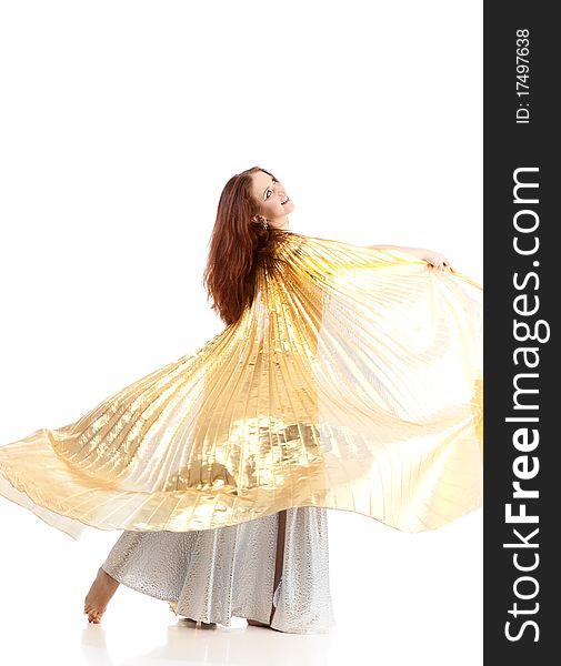 Dance woman over white background with brown hair