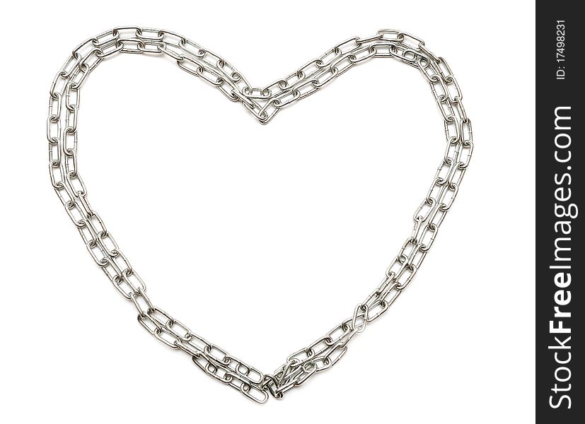 Chrome Chain Forming Heart Isolated