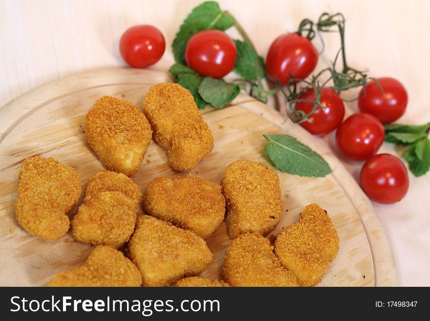 Studio Shooting Of A Fried Chicken Pieces (nuggets