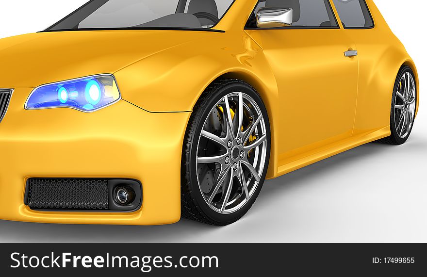 Yellow sports car - 3D render