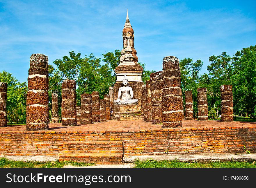 The Buddha status of Sukkothai historical park at sukothai province,Thailand