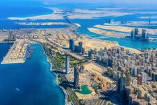 Aerial View Of Of Abu Dhabi Corniche Stock Photography