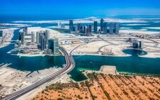 Aerial View Of Maryah Island And Abu Dhabi Skyline Stock Photography