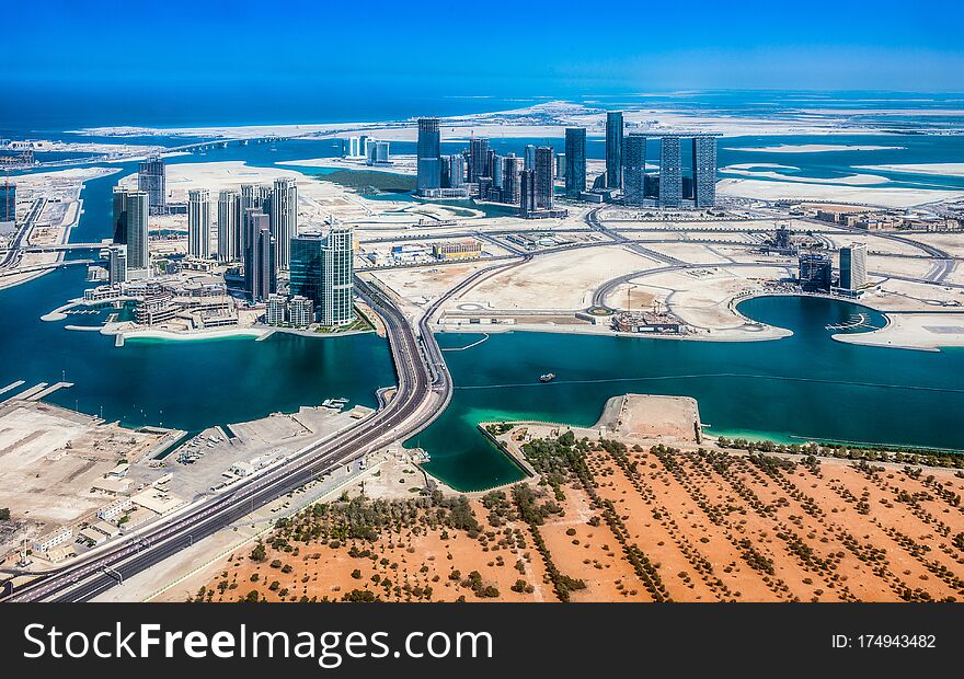 Aerial View Of Maryah Island And Abu Dhabi Skyline