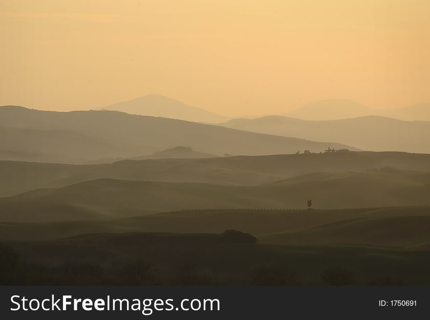 Sunset in Tuscany, val d'Orcia