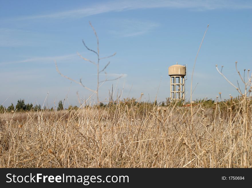 Water tower and a field, Israel