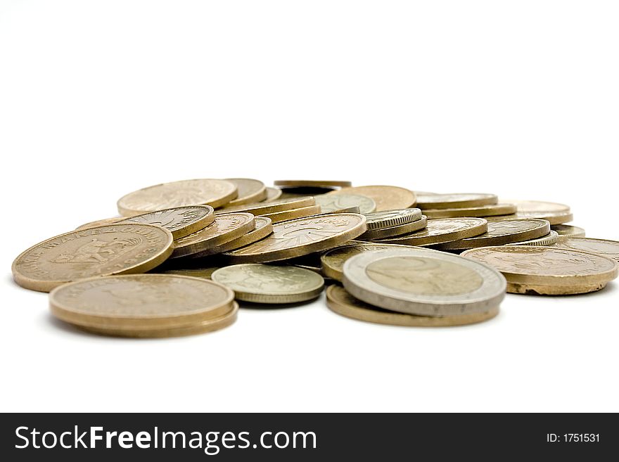 Coins isolated on white background