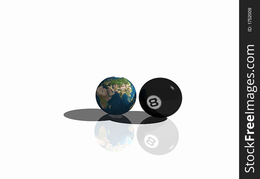 An concept-illustration of earth and billiard 8-th ball. An concept-illustration of earth and billiard 8-th ball