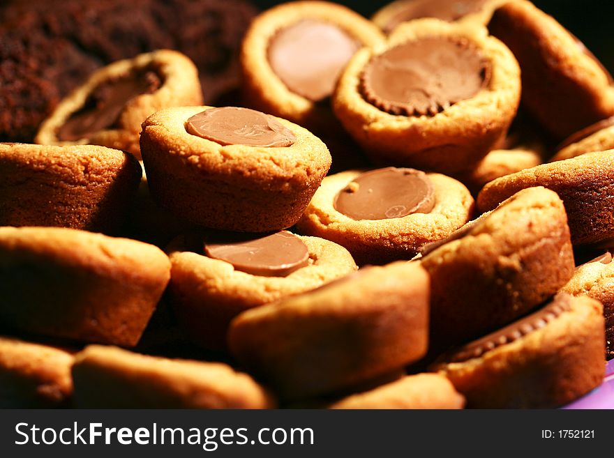 Pile of peanut butter chocolate cups. Pile of peanut butter chocolate cups