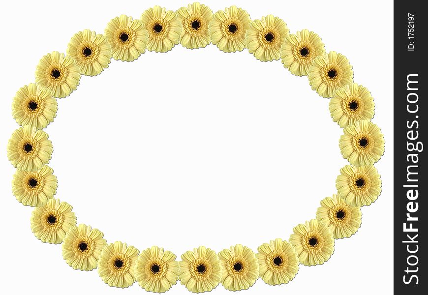 Frame with yellow daisies on the white background. Frame with yellow daisies on the white background