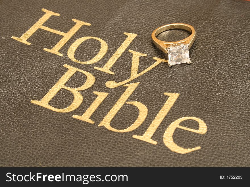 Engagement Ring On Bible Upclose