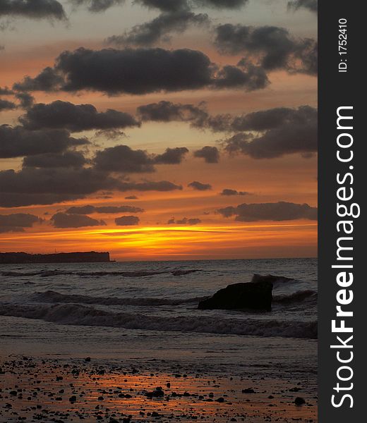 Sunset on the beach of sotteville, normandy. Sunset on the beach of sotteville, normandy