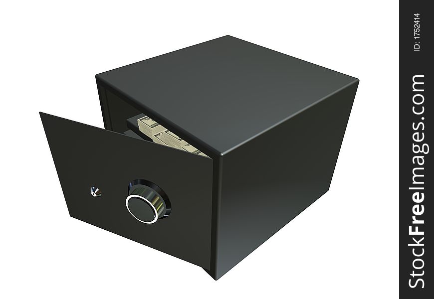 3d rendered small black safe. 3d rendered small black safe