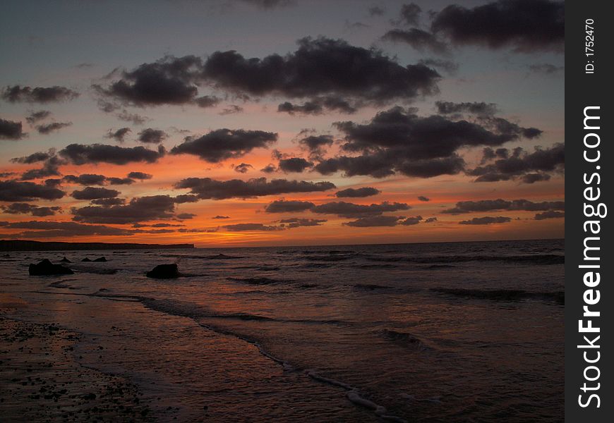 Sunset on the beach of sotteville, normandy. Sunset on the beach of sotteville, normandy