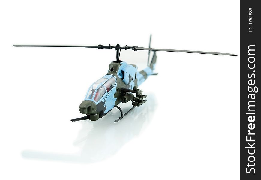 Retro helicopter on white background