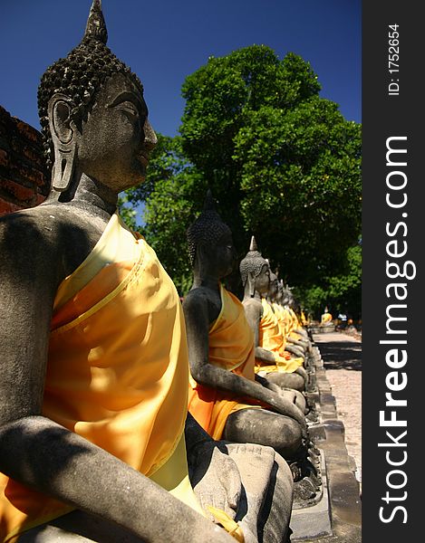Buddha statues in Ayuthaya, Thailand. Buddha statues in Ayuthaya, Thailand.
