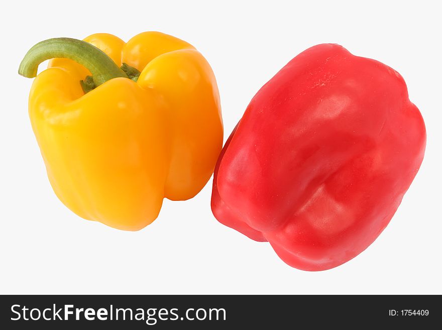 Yellow and red pepper isolated. Yellow and red pepper isolated