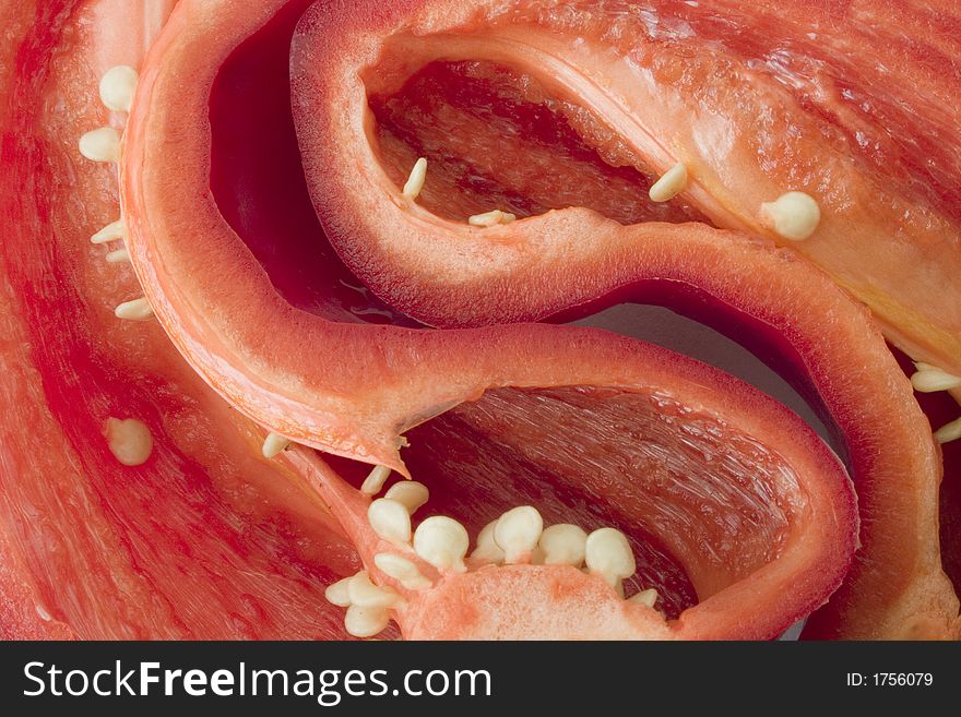 Close up of red cutted bellpepper. Close up of red cutted bellpepper