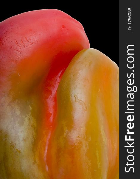 Close up of red bellpepper on black background