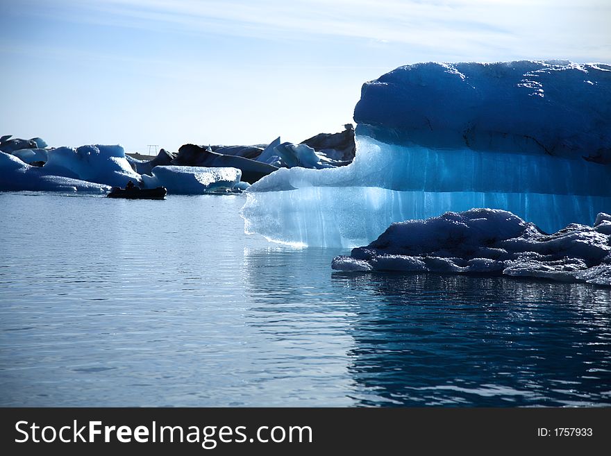 Blue iceberg Jokulsarlon lagoon Iceland