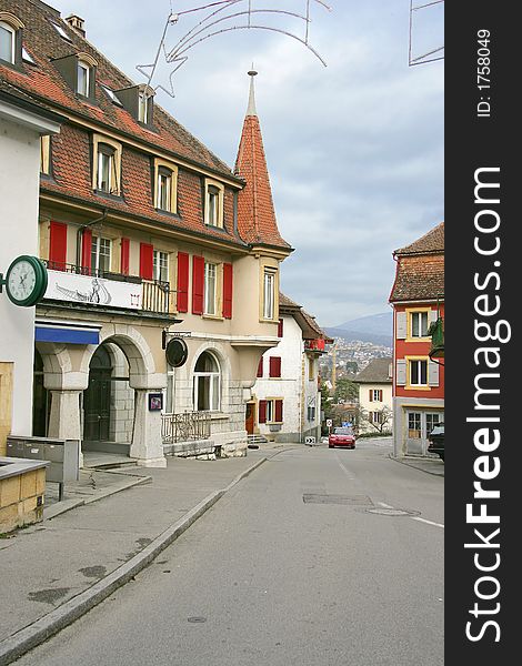 View of an old city in Switzerland. View of an old city in Switzerland