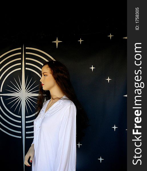 Mannequin In Dressed As Angel In Christmas Nativity Scene