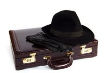 Suitcase With Laying From Above A Hat And Gloves Royalty Free Stock Photos Suitcase With Laying From Above A Hat And Gloves Royalty Free Stock Photos