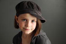 Girl Wearing Newsboy Cap Stock Photo