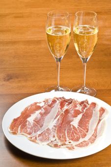 Spanish Cured Ham And Champagne Royalty Free Stock Image Spanish Cured Ham And Champagne Royalty Free Stock Image