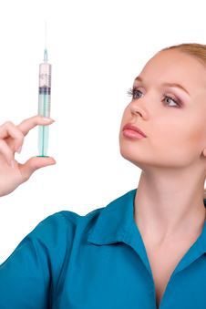 Female Doctor With A Syringe Stock Photos Female Doctor With A Syringe Stock Photos