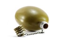 Old Military Flask On White Background Royalty Free Stock Photography
