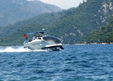 High Speed Yacht In The Aegean Sea Turkey Stock Images High Speed Yacht In The Aegean Sea Turkey Stock Images