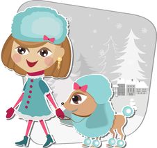 Christmas Walk With A Dog Stock Image Christmas Walk With A Dog Stock Image