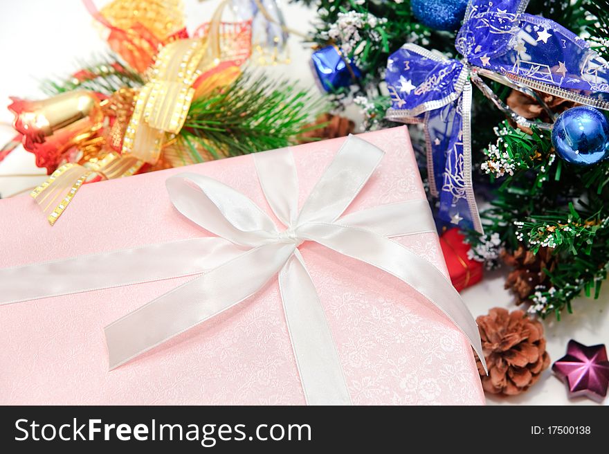 Christmas Tree and Gifts. Over white background