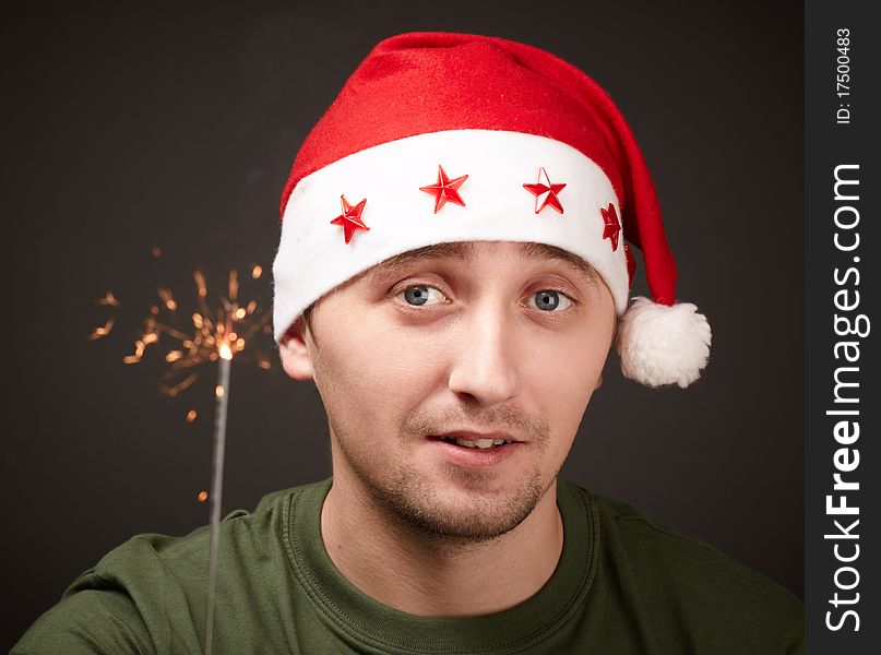 Portrait of young man. celebration new year