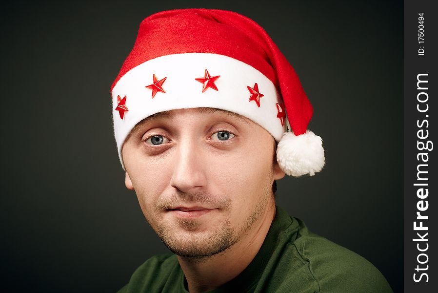 Portrait of young man. celebration new year