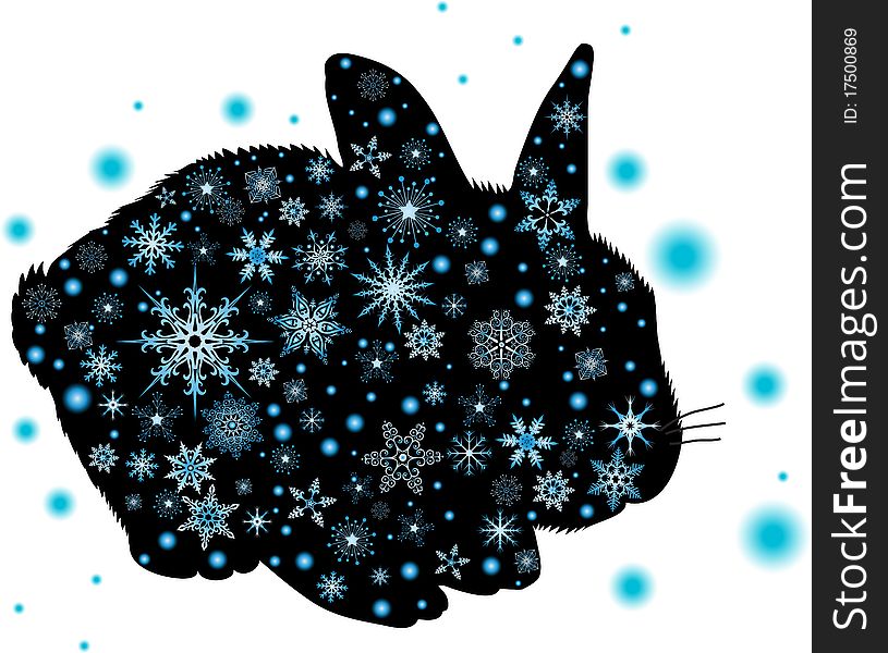 Vector illustration silhouette of rabbit, symbol of 2011 year