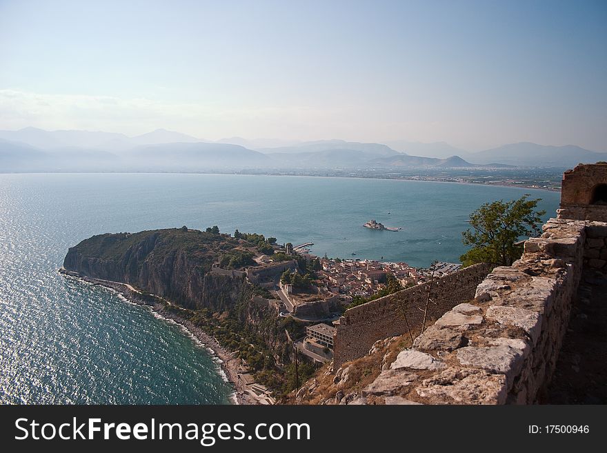 View of Nafplio bay from Palamidi fortress, Nafplio city, Greece