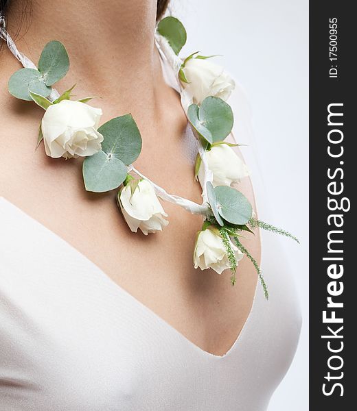 Elegant floral wedding decoration made of roses and leaves. Elegant floral wedding decoration made of roses and leaves