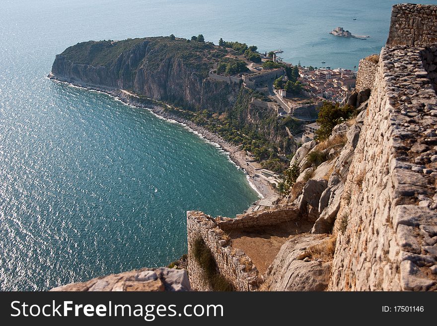 View of Nafplio bay from Palamidi fortress, Nafplio city, Greece