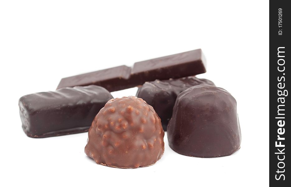 Chocolate candy on a white background