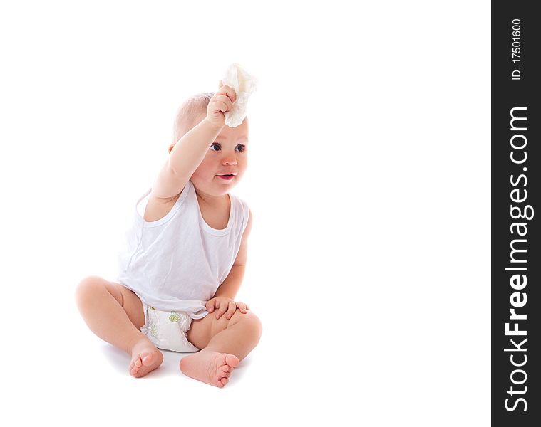 Funny Happy Baby Boy Isolated On White