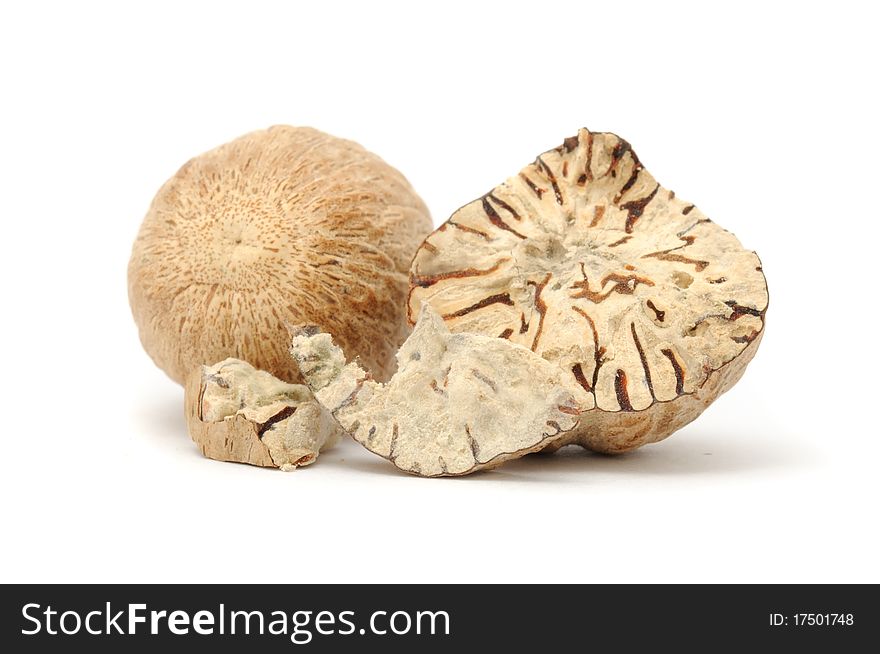 Nutmegs isolated on a white background