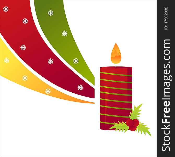 Christmas background with glossy candle. Christmas background with glossy candle